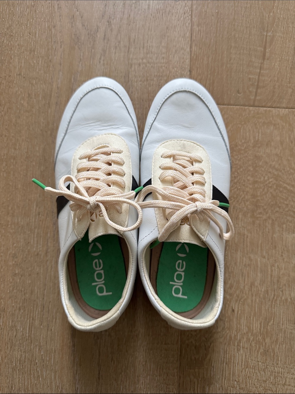 PLAE White & Cream Waterproof Sneakers with Green Insoles